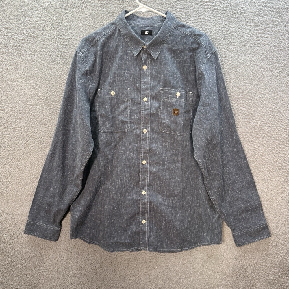 DC Shoes Shirt Mens Extra Large Gray Pistol Whip Long Sleeve Skater Thrasher Y2K
